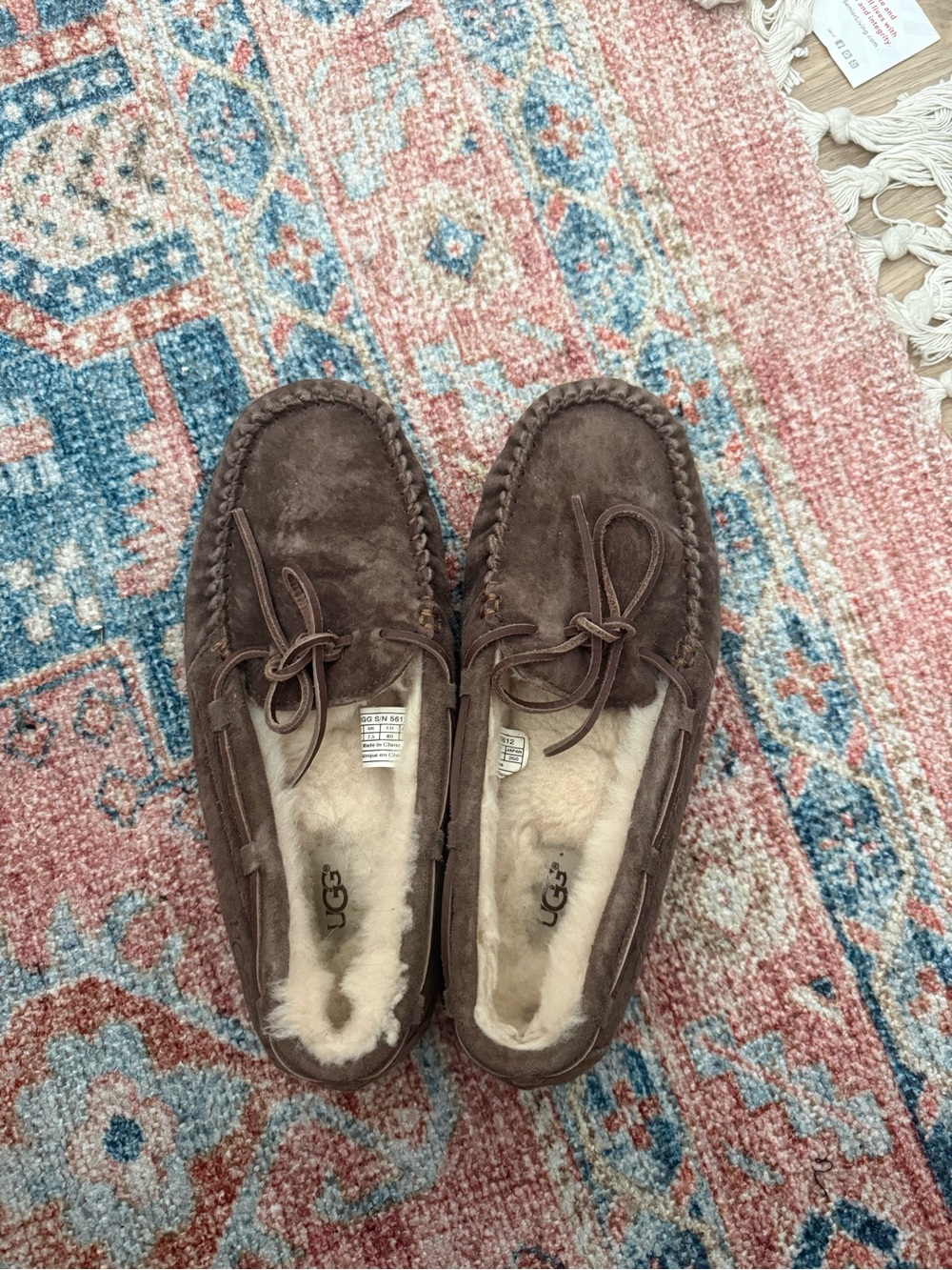 UGG Chestnut Suede Shearling Moccasin Slippers